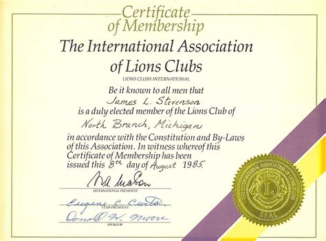 Lions Club Certificate Template